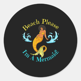 Sticker Rond Plage une sirène drôle sirènes noires femmes fille