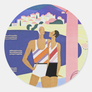 Sticker Rond Plage vintage de Monte Carlo