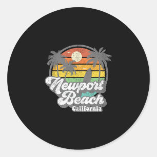 Sticker Rond Plage vintage de Newport Beach Californie Ca Surf