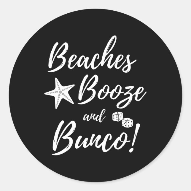 Sticker Rond Plages Booze Et Bunco Dice Été (Devant)