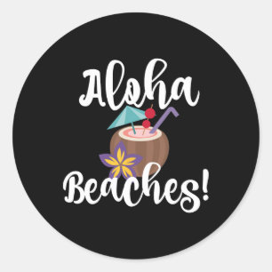 Sticker Rond Plages d'Aloha Funny Beach Coco Umbrella Boire