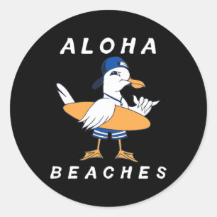 Sticker Rond Plages d'Aloha Funny Plage de famille de moules de
