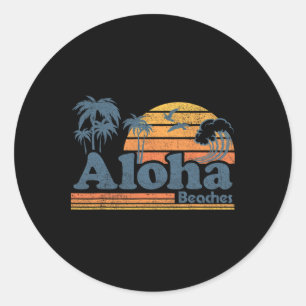 Sticker Rond Plages d'Aloha Hawaii Plage Vintage Surf Retro H