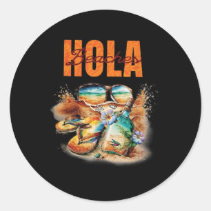Sticker Rond Plages de Hola Funny Plage d'Aloha Famille Vacat é
