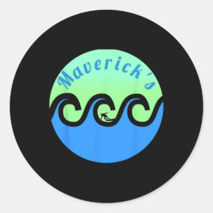 Sticker Rond Plages de Maverick's Surfing Surf California