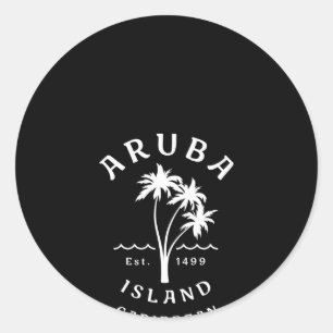 Sticker Rond Plages des Caraïbes d'Aruba Novelt Palm Tree