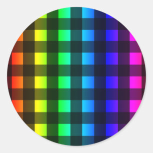 Sticker Rond Plaid à l'arc-en-ciel et au buffle noir