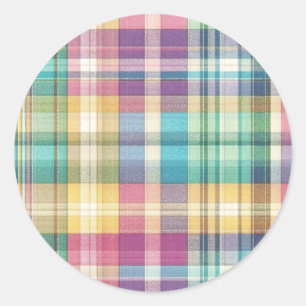 Sticker Rond Plaid au printemps/Pâques/tartan