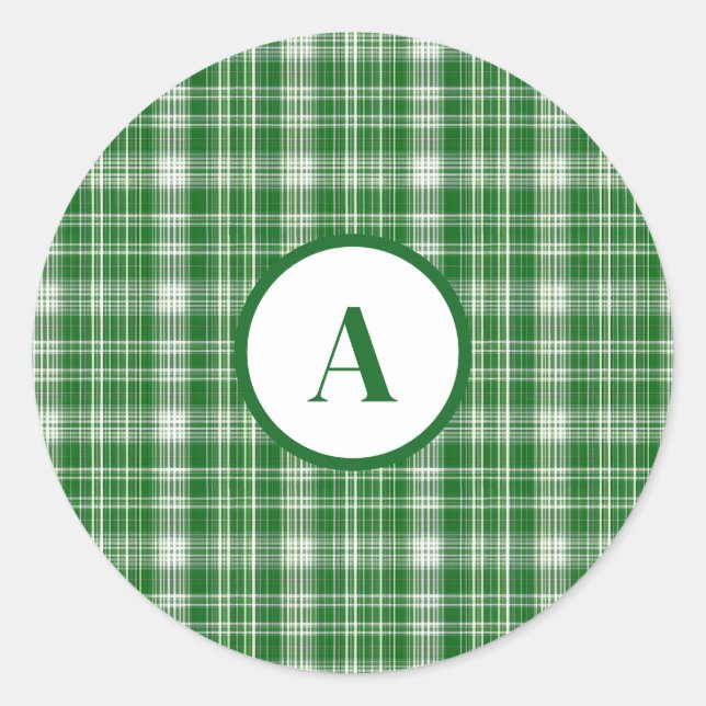 Sticker Rond Plaid blanc et vert moderne (Devant)
