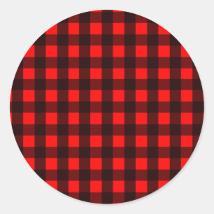 Sticker Rond Plaid de buffle rouge et noir