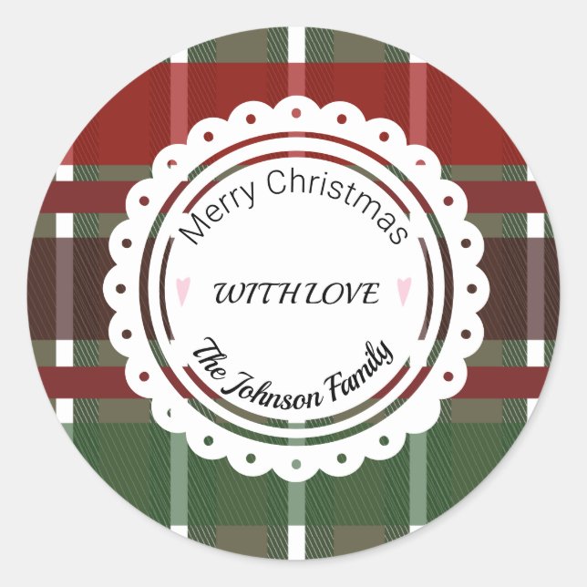Sticker Rond Plaid de Noël Festif Vacances Vintage (Devant)