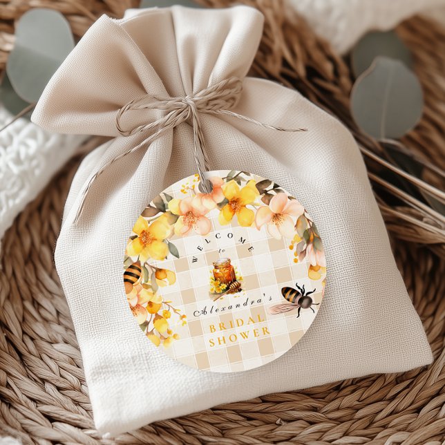 Sticker Rond Plaid Floral Elle A Trouvé Sa Mariée De Miel (Créateur téléchargé)