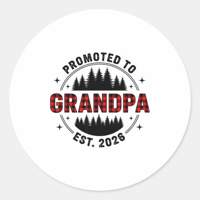Sticker Rond Plaid Lumberjack New Grandpa Promoted To Grandpa E (Devant)