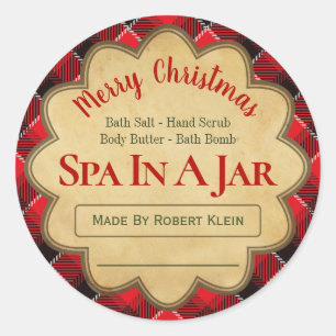Sticker Rond Plaid Red Black Christmas Spa Dans Une Idée Jar