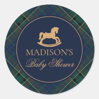 Sticker Rond Plaid Rocking Horse Baby Shower Envelope Seal