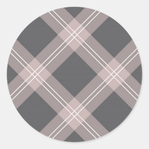 Sticker Rond plaid rose et gris