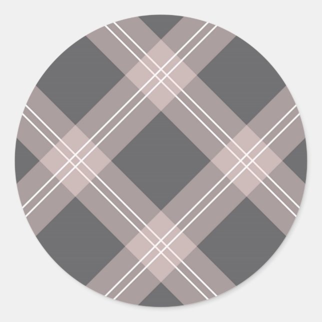 Sticker Rond plaid rose et gris (Devant)