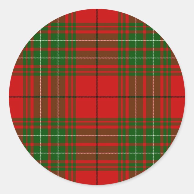 Sticker Rond Plaid vert rouge de Comyn tartan (Devant)
