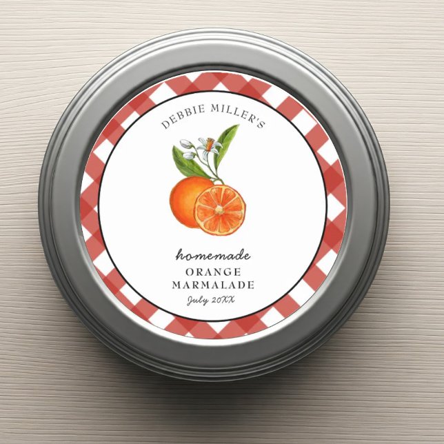 Sticker Rond Plaids Marmelade Orange Rond Confiture (Créateur téléchargé)