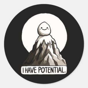 Sticker Rond Plaisanterie Physique - J'Ai Potentiel Rock Mounta