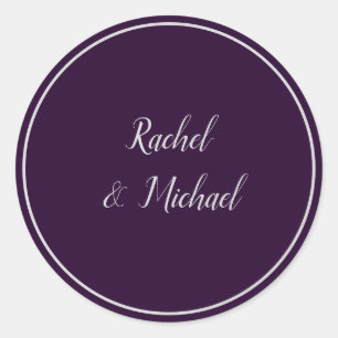 Sticker Rond Plaisir Mariage violet et argenté