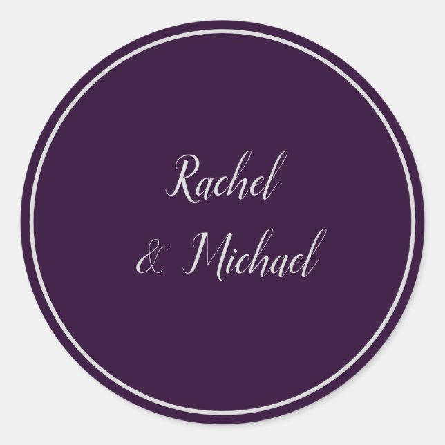 Sticker Rond Plaisir Mariage violet et argenté (Devant)