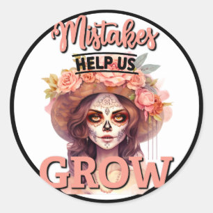 Sticker Rond Plaisirs crâne de sucre rose