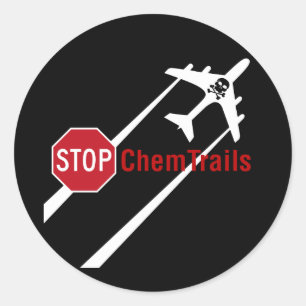 Sticker Rond Plan Chemtrail Contrôles persistants Os crânes