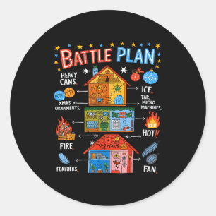 Sticker Rond Plan de bataille drôle de Noël à la maison pour en