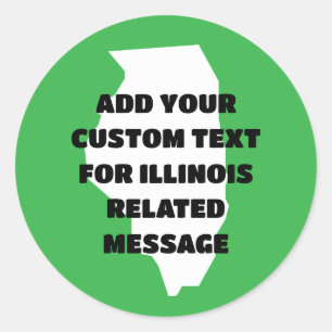 Sticker Rond Plan de l'État de l'Illinois avec tout message
