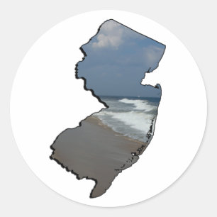 Sticker Rond Plan de l'État de New Jersey Shore