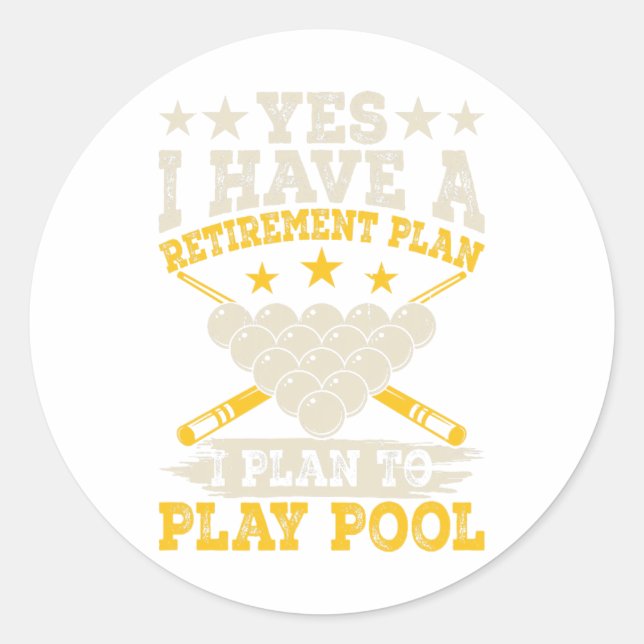 Sticker Rond Plan De Retraite Drôle À Jouer Pool (Devant)