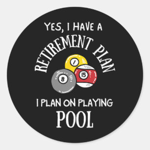 Sticker Rond Plan de retraite Jouer Pool Amusant Pool Lecteur B