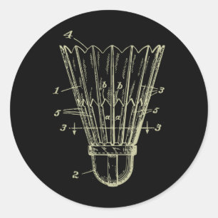 Sticker Rond Plan directeur du Volant de badminton vintage