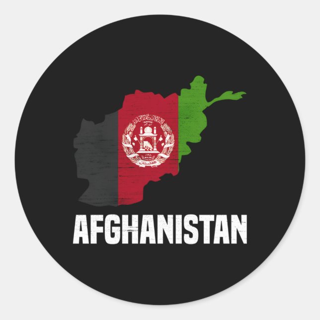 Sticker Rond Plan du pays du drapeau afghan Plan de l'Afghanist (Devant)