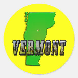 Sticker Rond Plan du Vermont - Plan et texte de l'image