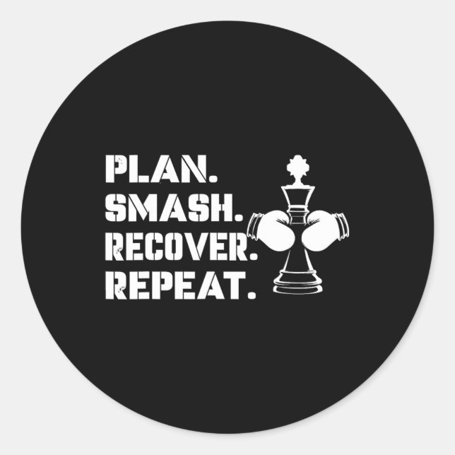 Sticker Rond Plan. Smash. Recover. Repeat.' - Chess Boxing  (Devant)