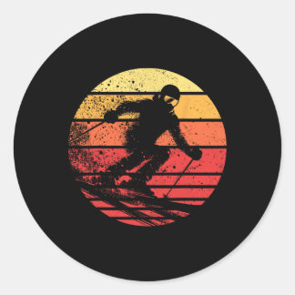 Sticker Rond Planche à neige Coucher de soleil Sports d'hiver S