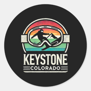 Sticker Rond Planche à neige Keystone Rétro Montagne Colorado N