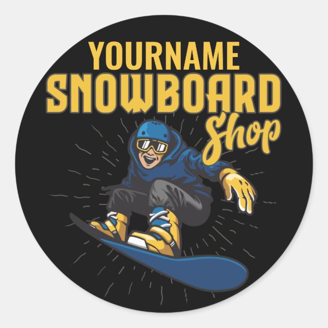 Sticker Rond Planche À Neige Sur Mesure Snowboard Shop Big Air (Devant)
