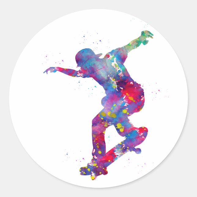Sticker Rond Planche à roulettes (Devant)
