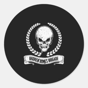 Sticker Rond Planche à roulettes os brisés 