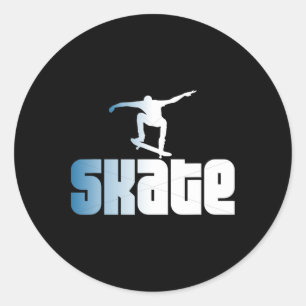 Sticker Rond Planche à roulettes Rétro Skate Skateboarder 
