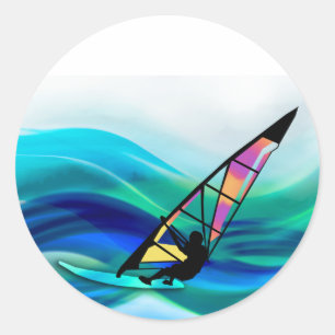 Sticker Rond Planche à voile de Technicolor dans un ouragan