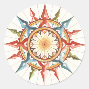 Sticker Rond planche à voile rose, compass