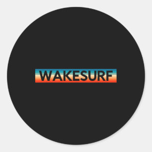 Sticker Rond Planche de wake surf rétro Planche de wakeboard Wa