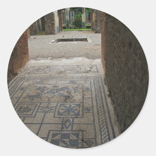 Sticker Rond Plancher de mosaïque de Pompéi (Devant)