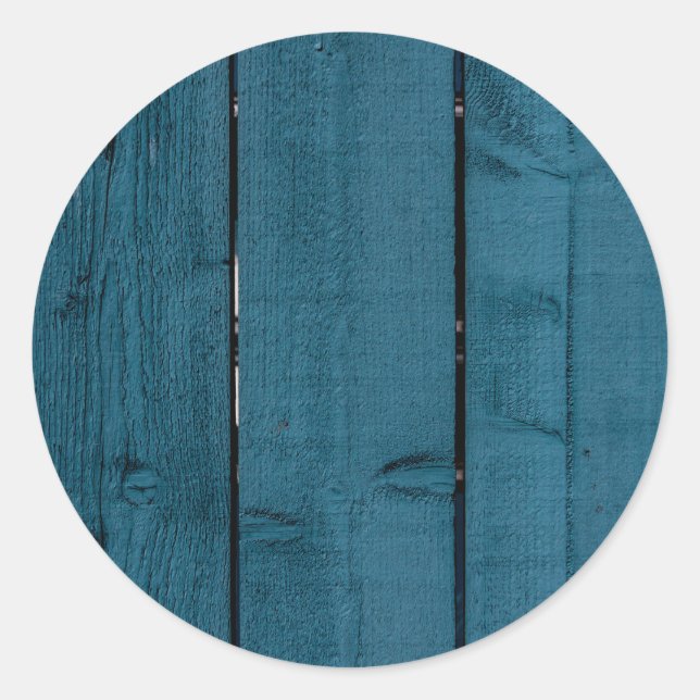 Sticker Rond Planches de bois peint en bleu (Devant)
