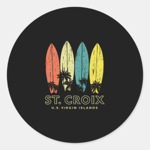 Sticker Rond Planches de surf rétro St Croix Vintage Garçons Fi