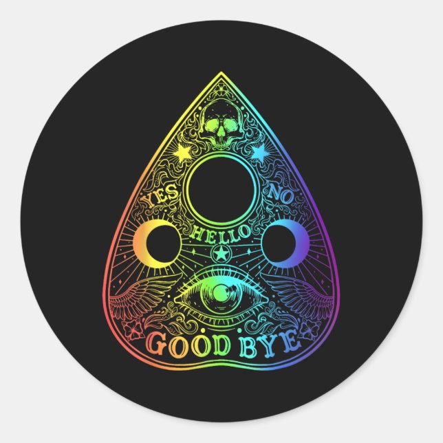 Sticker Rond Planchette Planchette Gothique Paranormal Hallowee (Devant)